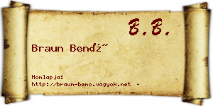 Braun Benő névjegykártya